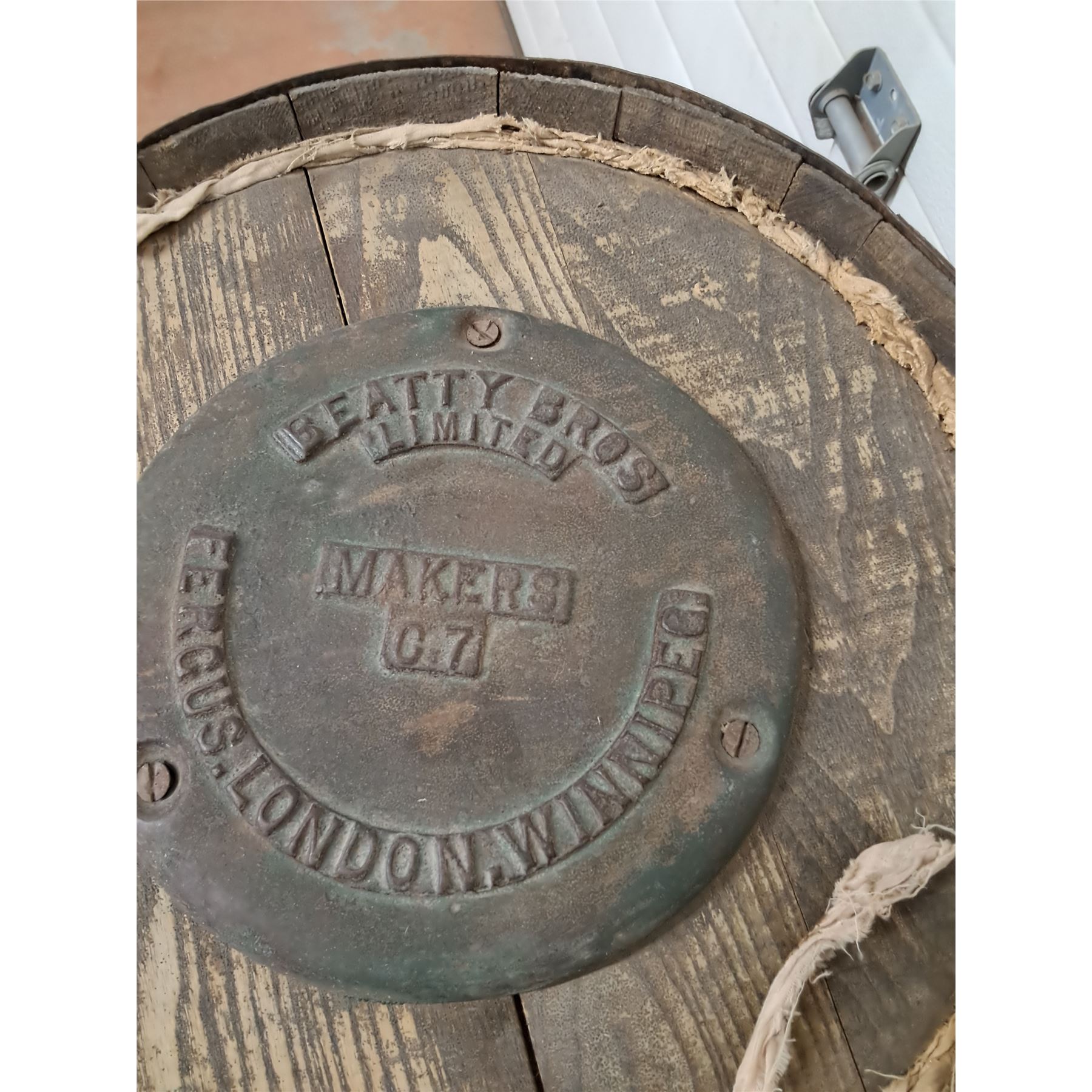 * Antique Beatty Bros Cast Iron & Wood Butter Churn - CANNOT SHIP - 33 ...