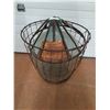 Image 1 : * Antique Glass Demijohn w/Rustic Metal Carrying Cage - CANNOT SHIP - 27" x 22"