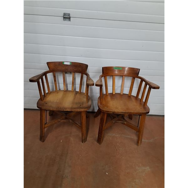 * (2) Antique Wooden Railway Chairs - CANNOT SHIP
