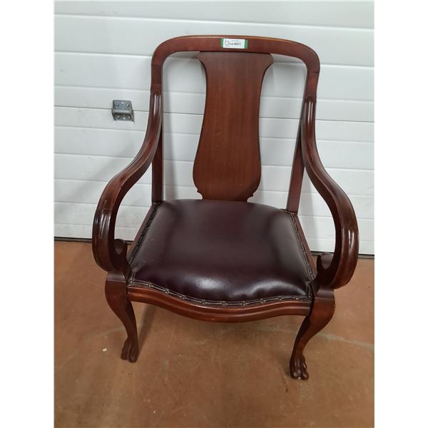 * Vintage Leather Upholstered Sitting Chair - CANNOT SHIP