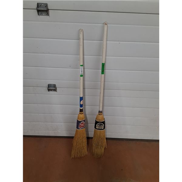 * (2) Vintage Curling Brooms - 47" and 45"-CANNOT SHIP