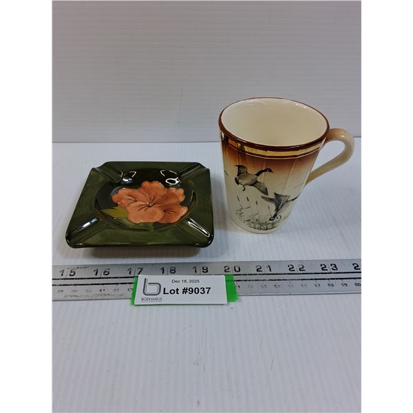 Hycroft Canadian Geese Tea Mug & Ceramic Floral Ashtray