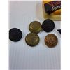 Image 2 : (14) Vintage Buttons: Police, RCMP, Conductor in Victory Lozenges Tin