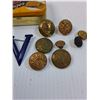 Image 3 : (14) Vintage Buttons: Police, RCMP, Conductor in Victory Lozenges Tin