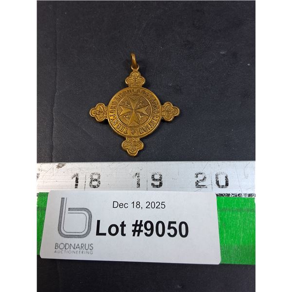 St Johns Amulance Pendant - Inscription on Back - 1.5" x 1.5"