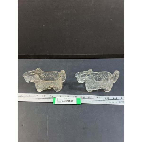 (2) Scottie Glass Dog "Nut" Bowls - 5.5" Long