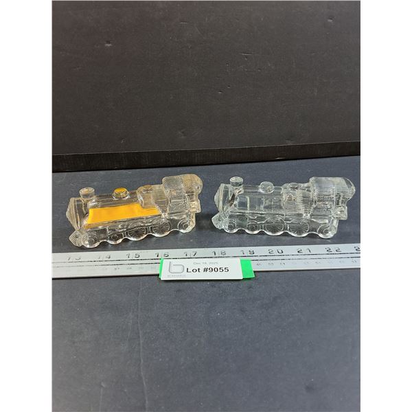 (2) Glass "Candy" Trains - 5" Long