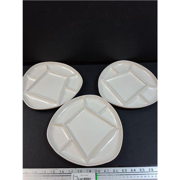 (3) Sunburst Ceramic Divided Dishes