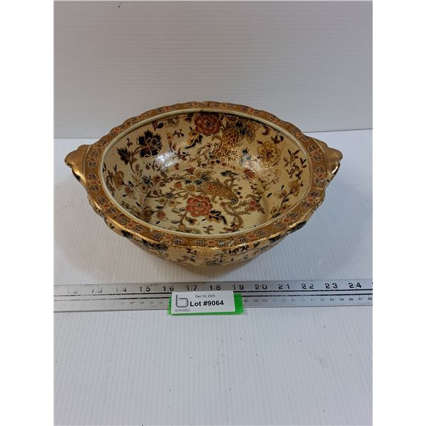 Chinese Satsuma Moriage Decorative Bowl - 11" x 3"
