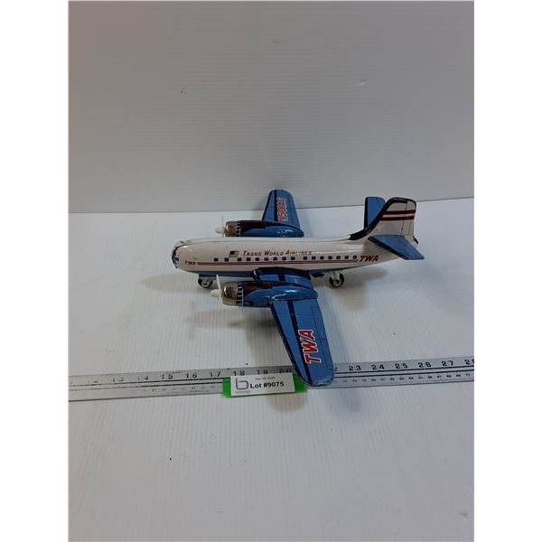 Trans World Airlines Tin Airplane Toy - Some Wear as Pictured - 16" x 12"