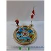 Image 1 : RCMP Lot: Decorative Tin Plate & Desk Flag & Figurine
