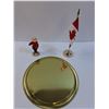 Image 5 : RCMP Lot: Decorative Tin Plate & Desk Flag & Figurine