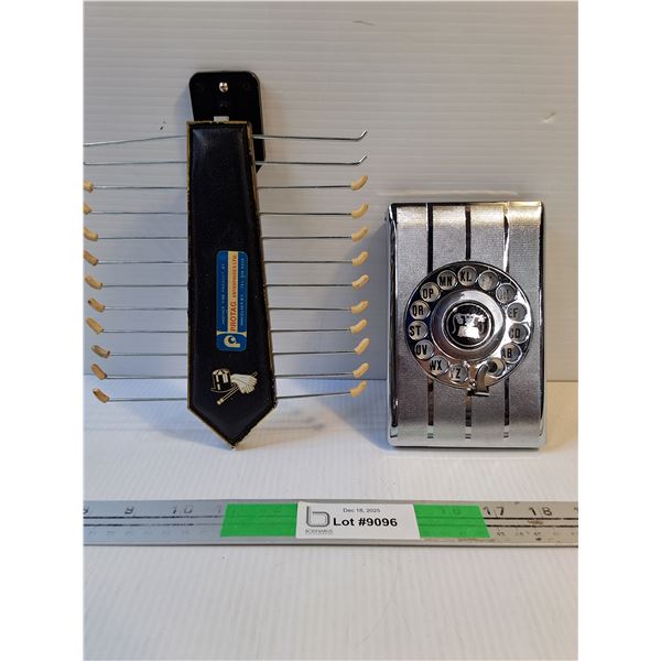 Vintage Tie Holder & Rotary Dial Address Book ( Unused) - As Is