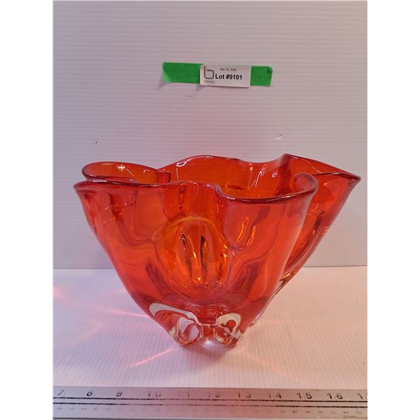 Vintage Japanese Hand-Blown Art Glass Approx 7"Hx 11"W- Has Small Production Flaw, Appears Free From