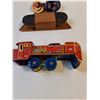 Image 5 : Vintage Misc Items - Tin Train , EP Silver Dish, Clothes Brush, Metal TootsieToy- As Is