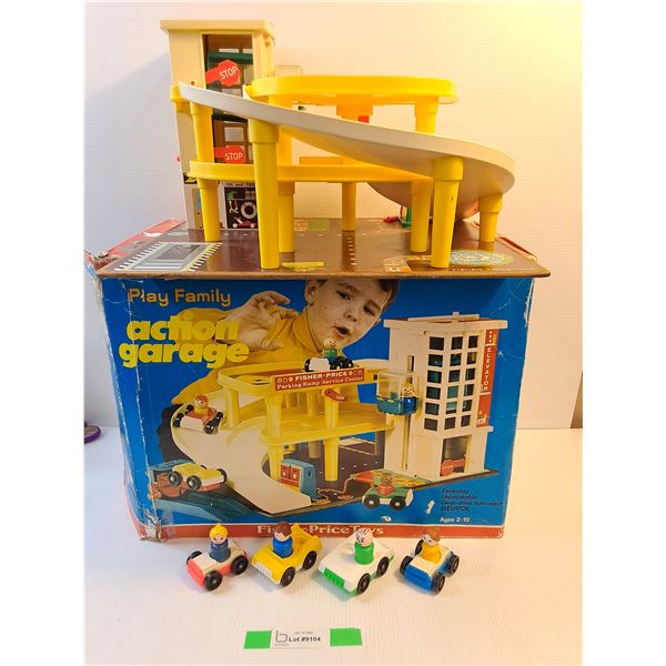 Vintage Fisher Price Action Garage With Box