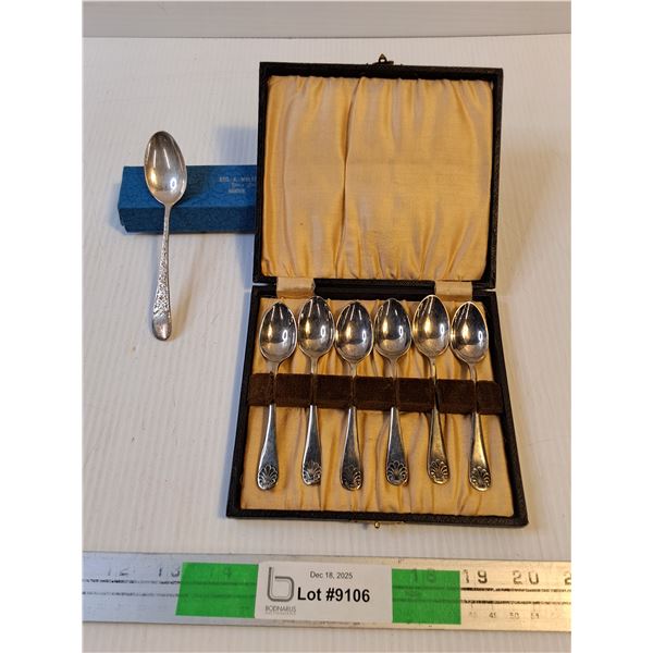 Set Of EPNS Tea Spoons (6)/Case , Birks Sterling Silver Spoon (1)-