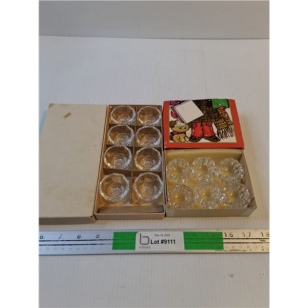 Vintage Pressed Glass Salt Cellars(8) & Set of Salt Cellars Ribbed (6)-