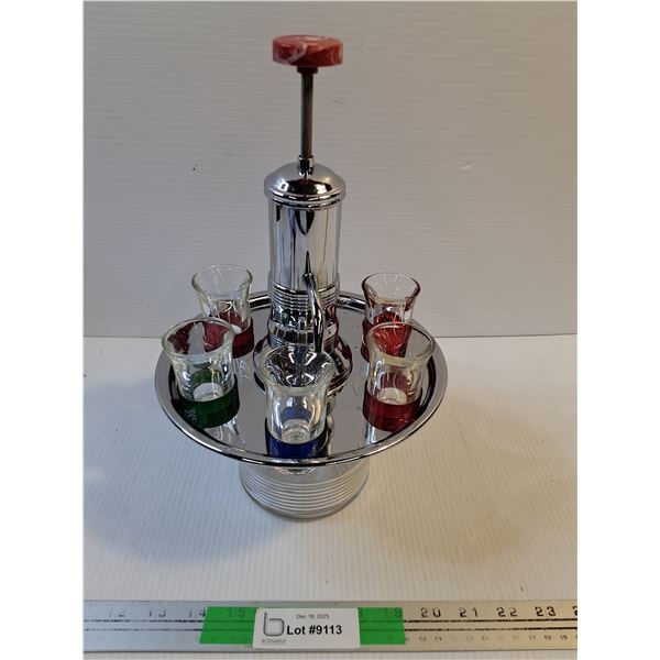 MCM Chrome & Glass Carousel Liquor Dispenser
