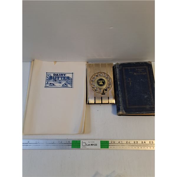 Vintage Butter Parchment Paper, Book -Published 1894 , Vintage Rotary Address Book ( Unused)