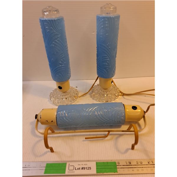 Vintage Crown Art Deco Revival Bedroom Lamp Set - Works