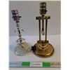 Image 1 : Vintage Glass Lamp 10" Works , Brass Lamp 11" , Works -