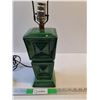 Image 1 : Vintage Ceramic Lamp Gloss Emerald Glaze Approx 14"- Works