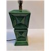 Image 3 : Vintage Ceramic Lamp Gloss Emerald Glaze Approx 14"- Works