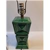 Image 4 : Vintage Ceramic Lamp Gloss Emerald Glaze Approx 14"- Works
