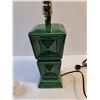 Image 5 : Vintage Ceramic Lamp Gloss Emerald Glaze Approx 14"- Works