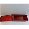 Image 2 : Massey-Harris Painted Cast Iron Tool Box 13.5" x 5.75" x 5" & Tools