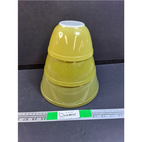 (3) Vintage Pyrex Bowls up to 8.75"  Diameter