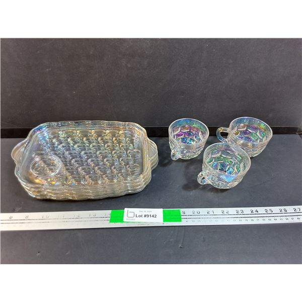 (4) Iridescent Glass Plates 