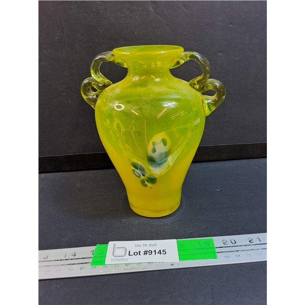 Lemon Yellow Art Glass Vase 7"