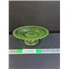 Image 1 : Green Sandwich Glass Pedestal Cake Plate 8.25" Diameter