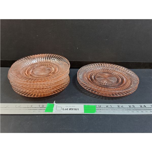 (7) Queen Mary Pink Depression Glass Sandwich & Dessert Plates