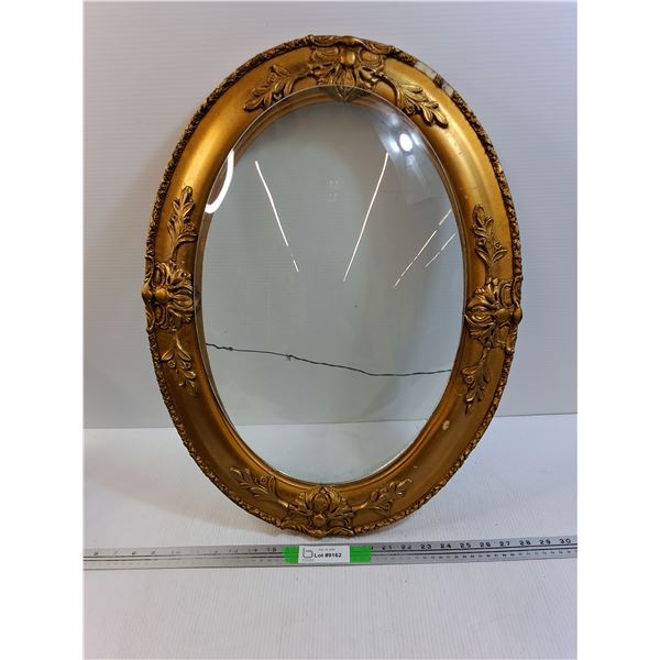 Painted Wooden Oval Frame with Convex Curved Glass Insert 24.5" x 18.5", Cannot Ship