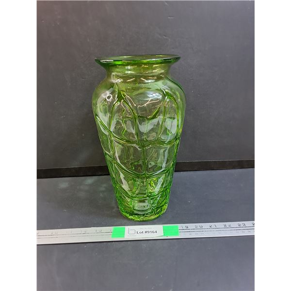 Green Glass Art Vase 11.5"