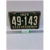 Image 1 : Vintage Saskatchewan License Plate- 1928