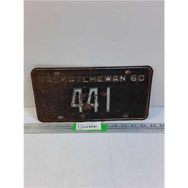 Vintage Saskatchewan License Plate- 1960