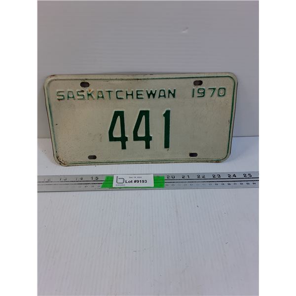 Vintage Saskatchewan License Plate- 1970