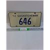 Image 1 : Vintage Saskatchewan License Plate- 1972