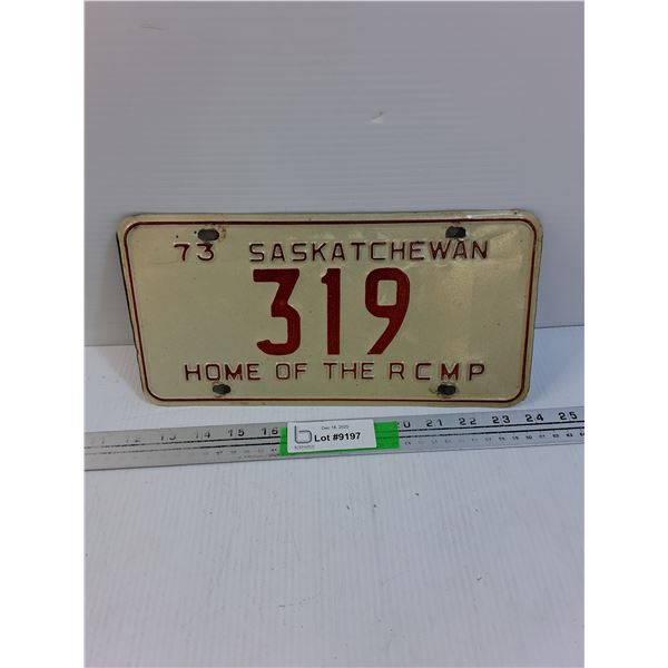 Saskatchewan Home of the RCMP Vintage License Plate- 1973