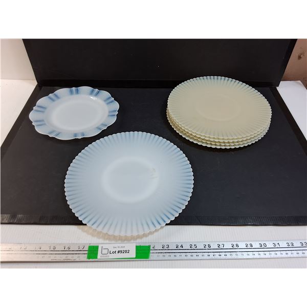 (6) Milk Glass/Cream Colored Plates Up to 10.75"