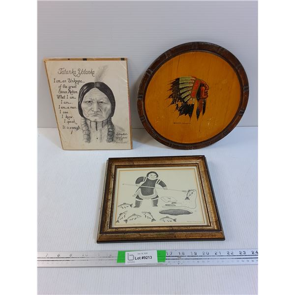 (3) Indigenous Art Pieces Up to 11.75"