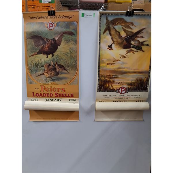 (2) Peter's Ammunition Calendars-Reproduction of 1933 and 1936 Calendar Year