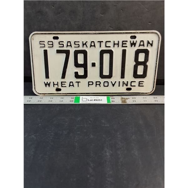 1959 Saskatchewan License Plate