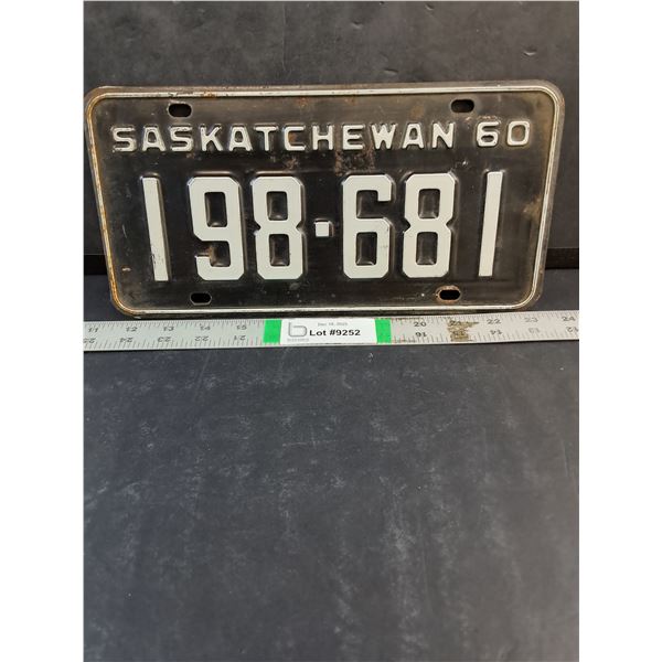 1960 Saskatchewan License Plate