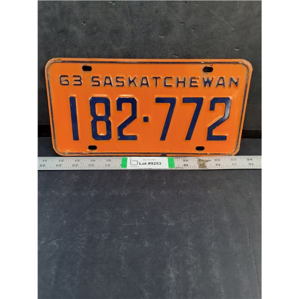 1963 Saskatchewan License Plate