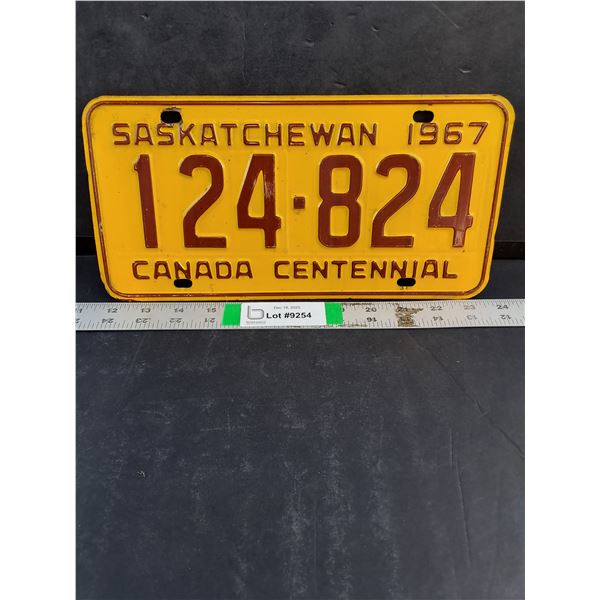 1967 Saskatchewan License Plate